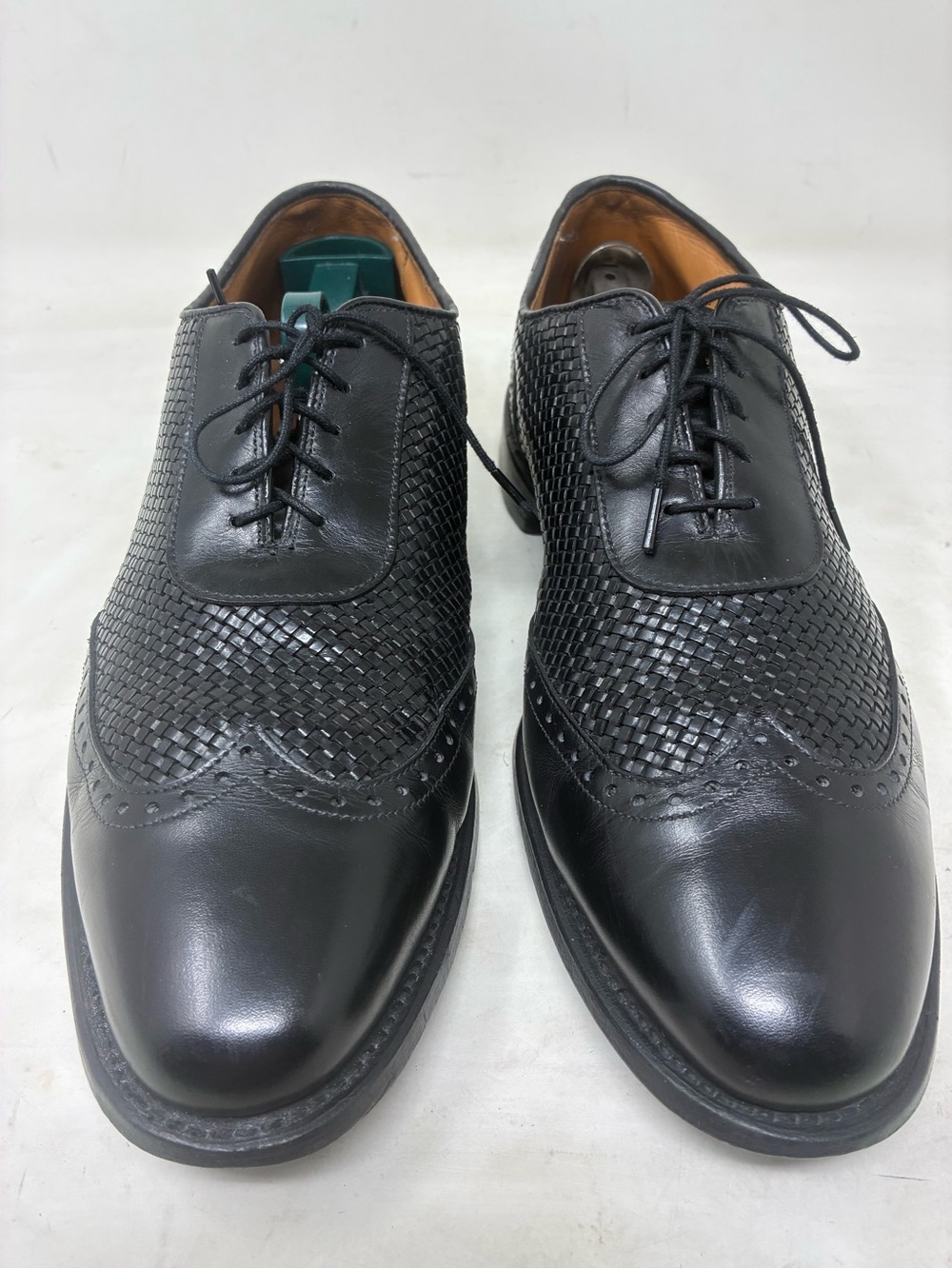 Men's Allen Edmonds Hampstead Black Woven Leather Dress Shoe - Classic Lace-Up